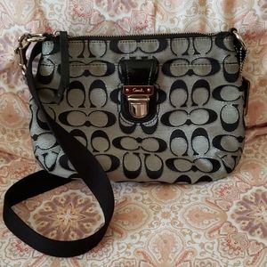 Coach Gray/Black Bag w/ Blue Lining